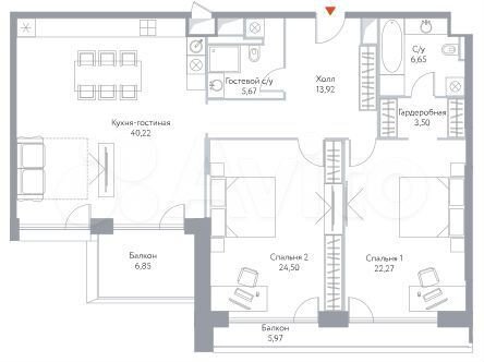 2-к. апартаменты, 128,8 м², 11/29 эт.