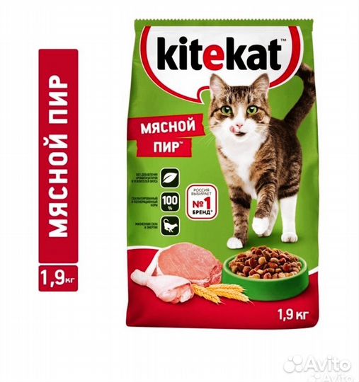 Влажный и сухой корм kitekat