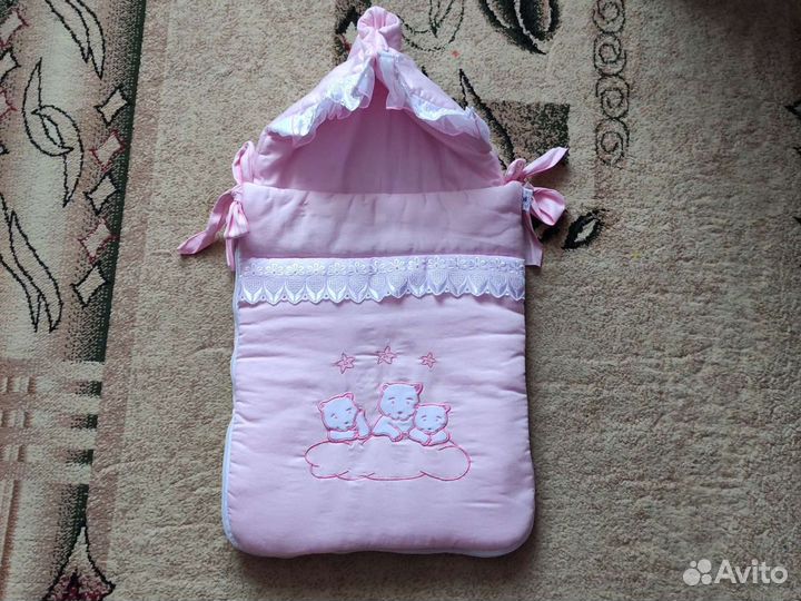 Конверт на выписку для девочки, лето-осень