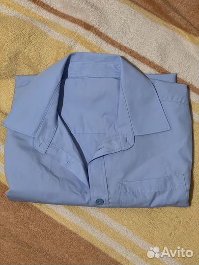 Рубашка для мальчика голубая с коротким рукавом
