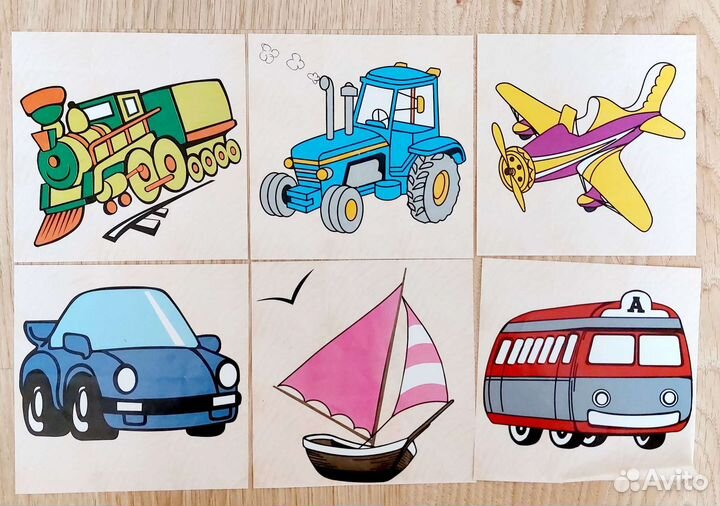 Кубики деревянные, транспорт, томик