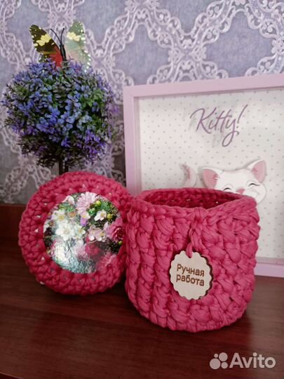 Корзинка из трикотажной пряжи