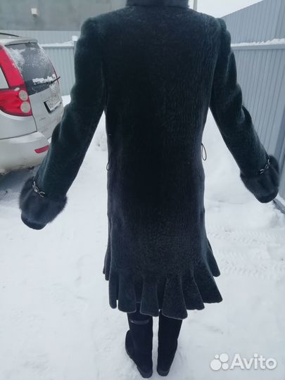 Шуба из мутона с норкой бу