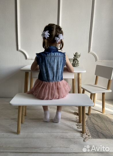 Детский деревянный стол и стул из массива бука