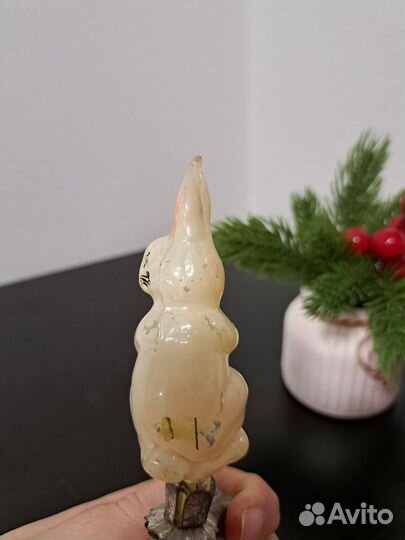 Заяц на прищепке елочная игрушка СССР