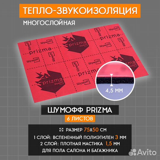Шумоизоляция сендвич Шумофф Prizma 3 мм