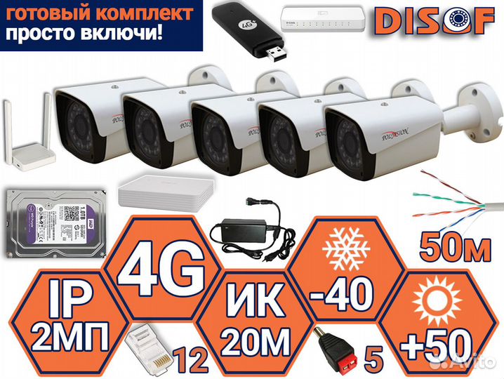 Видеонаблюдение комплект AHD №707