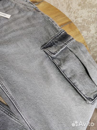 Джинсы карго с карманами женские 50-52 размер