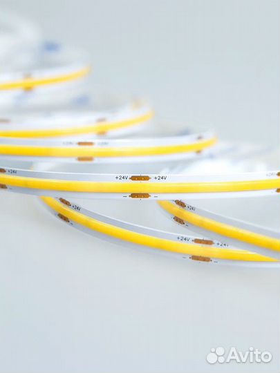 Светодиодная лента 24v cob 12вт теплый белый