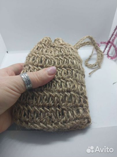 Эко-мочалка.Мешочек для мыла.Джут. Ручная работа