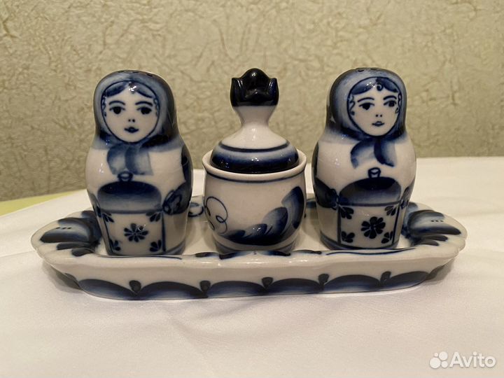 Набор для специй «Матрешки» Гжель
