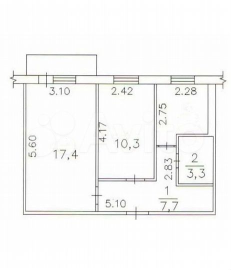 2-к. квартира, 45 м², 5/5 эт.