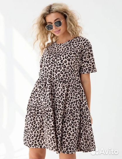 Платье женское леопардовое