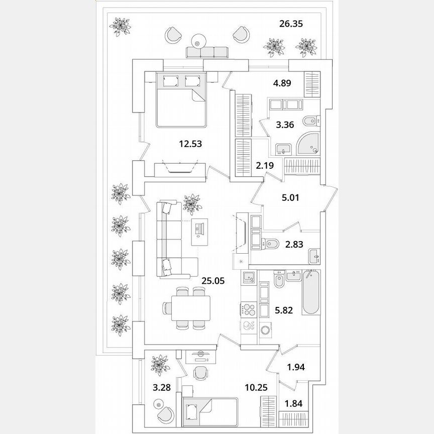 2-к. квартира, 85,3 м², 19/22 эт.