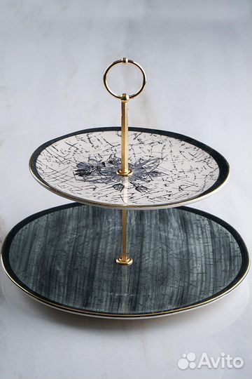 Фарфоровое блюдо-этажерка/ фруктовница