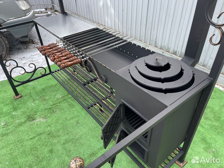 Мангал 4 мм с крышей № 0262/46 и печь 6мм плита 8