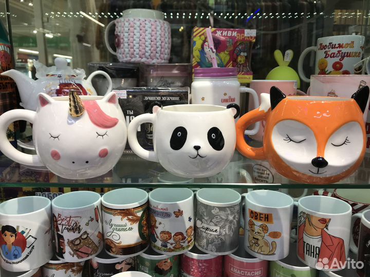 Кружка фигурная подарочная панда лиса единорог