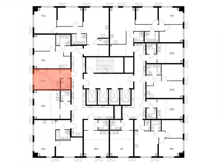 Квартира-студия, 20,2 м², 16/33 эт.