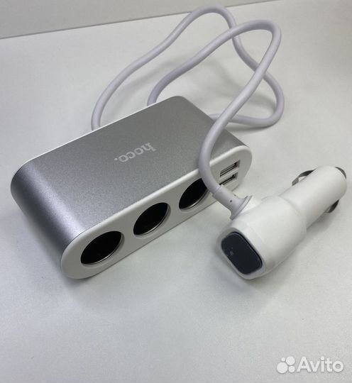 Разветвитель прикуривателя /3 гнезда / 2USB / LCD