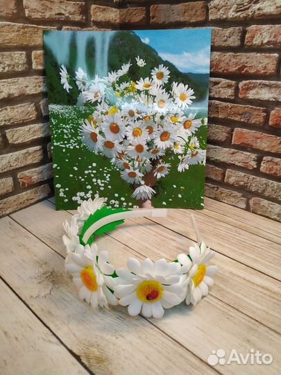 Ободок с цветами/ромашки,одуванчики ручной работы