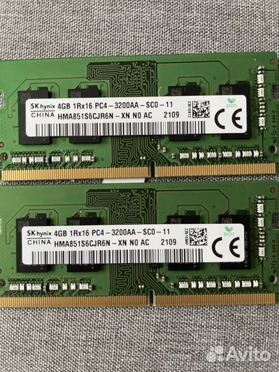 DDR4 8Gb 3200 mhz, 1,2V, 2x4GB SK hynix