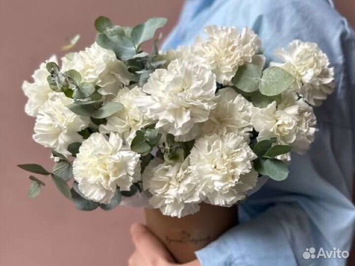 Цветы в коробке «Леди», (Диантус)