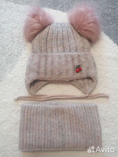 Комплект шапка и шарф для девочки