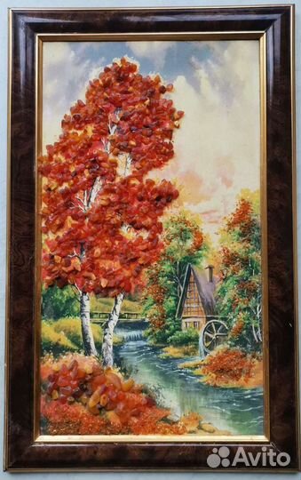 2 картины с янтарем времен СССР