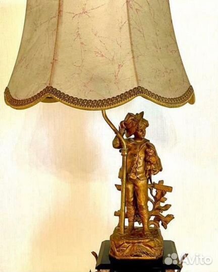 Антикварные редкие часы лампа