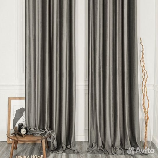 Портьеры бархат Беллиссимо Стальной шторы