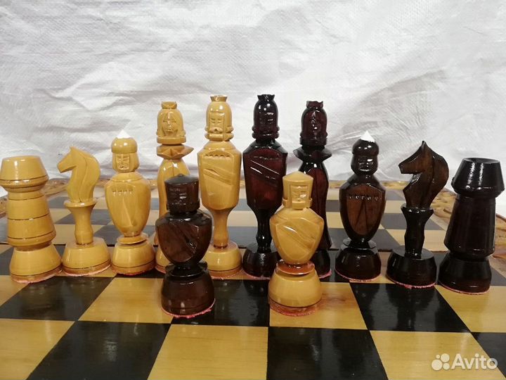 Большие резные шахматы + нарды