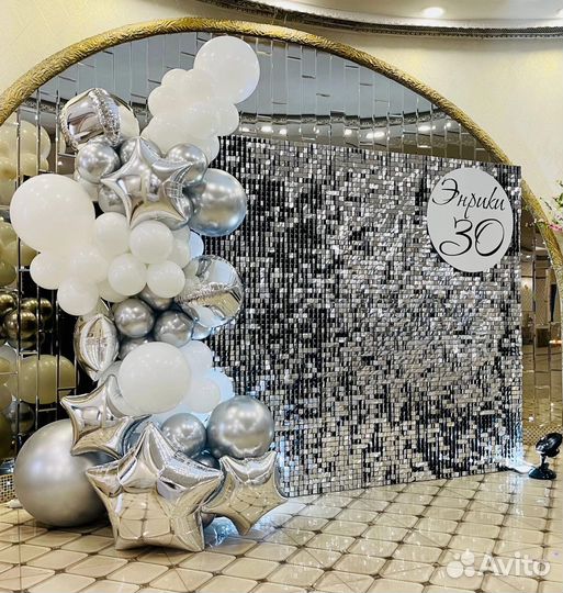 Продажа Блестящая фотозона с пайетками в описании