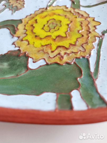 Настенные тарелки авторская керамика Подсолнухи