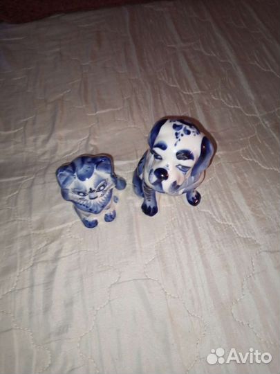 Гжель кошечка и собачка