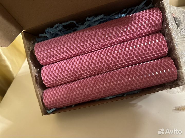 Свечи большие из вощины ручной работы. Набор 3шт