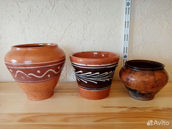 Советское глиняное кашпо
