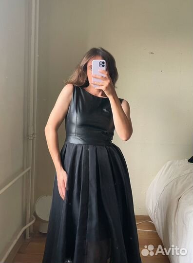 Платье шелк / кожа