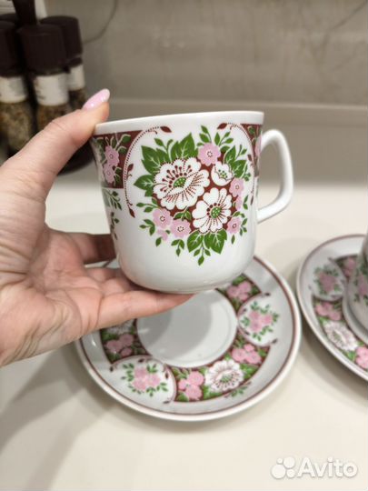 Чашка с блюдцем СССР Вербилки дфз