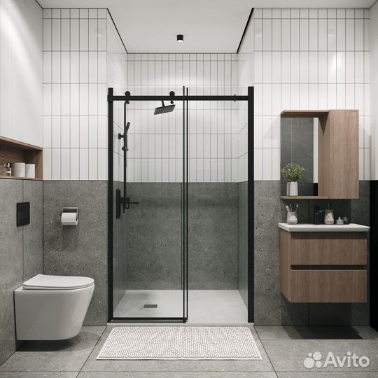 Дверь в нишу Classic (130*195) черн мат, прозр ст