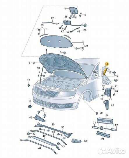 Петля капота передняя правая Skoda Octavia cwva