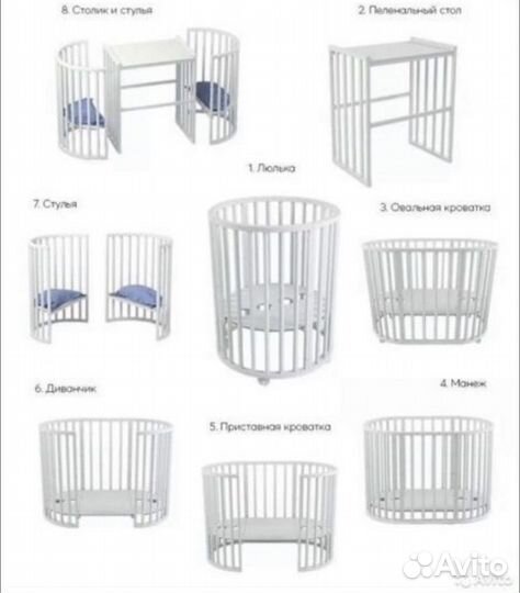 Детская кроватка трансформер круглая