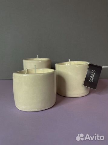 Свечи из натурального воска в керамике