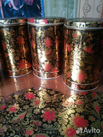 Жестяные банки СССР хохлома