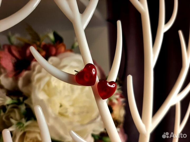 Серьги гвоздики Сердечки в наличии и под заказ