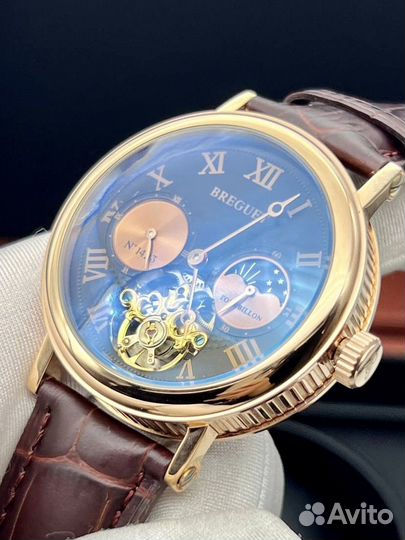 Механические часы Breguet коричневый ремешок