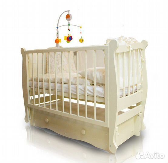 Детская кроватка натуральное дерево продольный мая