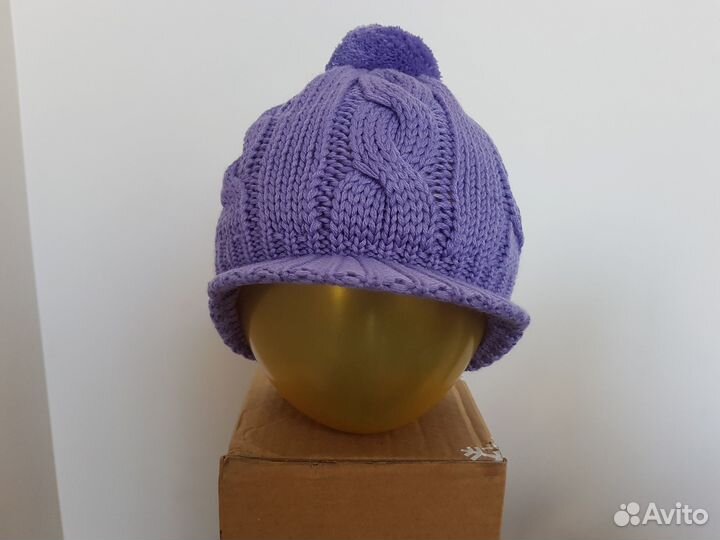 Вязаная шапка для девочек фиолетовая Kerry р 54 56