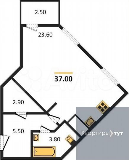 Квартира-студия, 37 м², 14/18 эт.