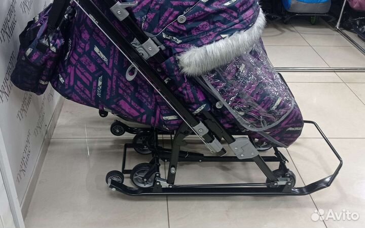 Санки коляска для двойни и близнецов премиум