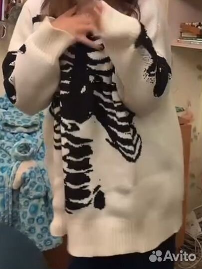 Свитер скелет, свитер y2k унисекс